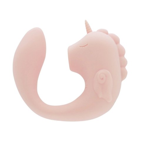 Unihorn C-Horse Coral Throb silikonowy masażer dwusilnikowy 15 cm rożowy