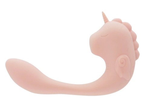 Unihorn C-Horse Coral Throb silikonowy masażer dwusilnikowy 15 cm rożowy