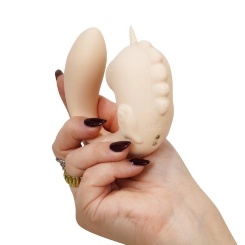 Unihorn C-Horse Coral Throb silikonowy masażer dwusilnikowy 15 cm rożowy