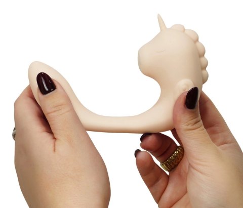 Unihorn C-Horse Coral Throb silikonowy masażer dwusilnikowy 15 cm rożowy