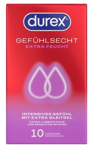 Durex Gefuhlsecht Extra Feucht 10 szt. anatomiczne, silnie nawilżane