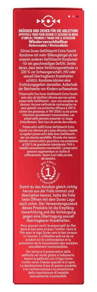 Durex Gefuhlsecht Extra Feucht 10 szt. anatomiczne, silnie nawilżane