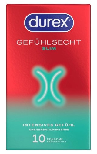 Durex Gefuhlsecht Slim 10 szt. anatomiczne prezerwatywy, slim fit