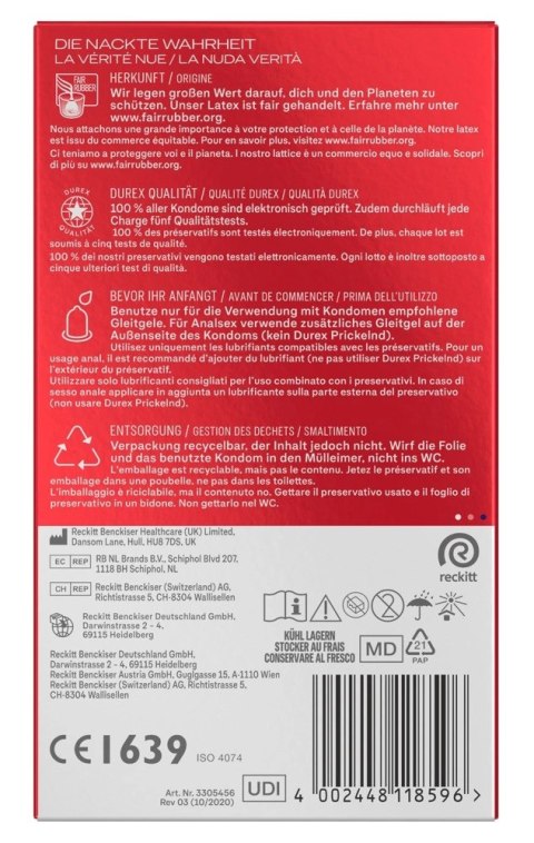Durex Gefuhlsecht Slim 10 szt. anatomiczne prezerwatywy, slim fit
