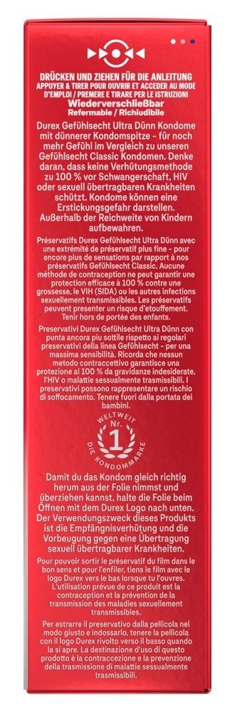 Durex Gefuhlsecht Ultra Dunn 10 szt. prezerwatywy ultracienkie 56 mm