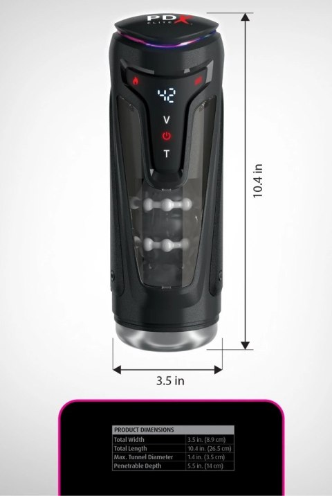 PDX Elite Moto-Bator Pro Light - urządzenie automatyczne z masażem i podgrzewaniem