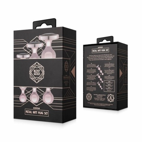 Rosy Gold Zestaw Metalowych Zatyczek 3 szt. Rose Gold Dekoracyjny Kryształ