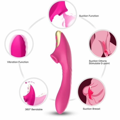 ARMONY DUDU Fuchsia - stymulator z 9 trybami ssania i wibracji, wodoodporny