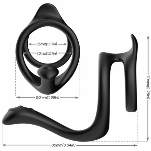 ARMONY Podwojny pierścień anatomiczny ogonowy czarny silikonowy