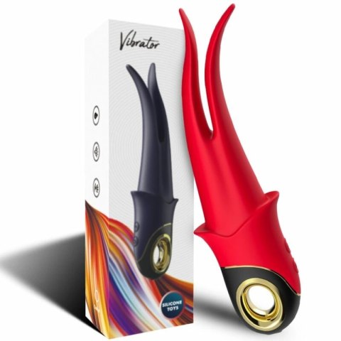 ARMONY Shadow dwugłowicowy wibrator silikonowy czerwony 234mm USB