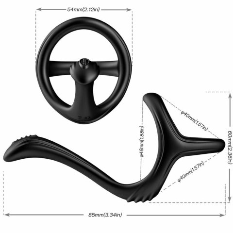 ARMONY Treasure czarny - podwojny pierścień anatomiczny silikonowy