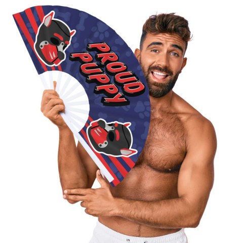 Proud Puppy Fan 64 cm - Składany wachlarz z napisem, lekki i trwały