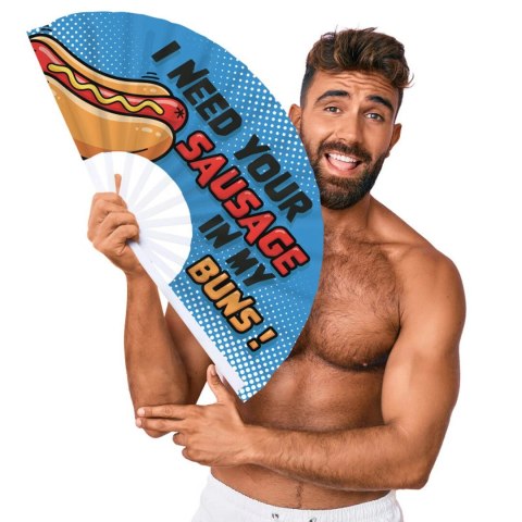 Sausage Fan 64 cm - dekoracyjny wachlarz z napisem, lekki i trwały