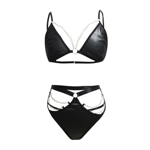 Shots Micro Faux Leather Set 2-częściowy z łańcuszkiem S/M Czarny