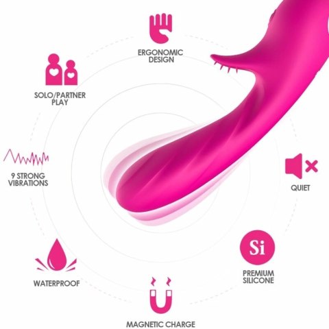 ARMONY Romansowy wibrator ze stymulatorem fuksja 180mm wodoodporny