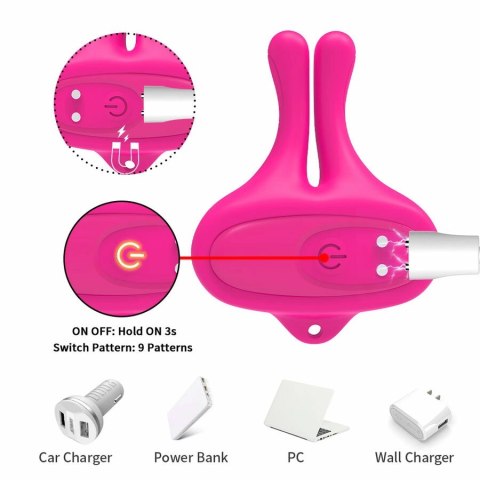ARMONY Zaciski magnetyczne wibrujące krolik rożowe 9 trybow USB