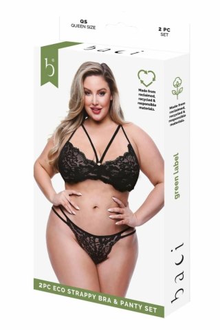 BACI ECO Strappy Bra & Panty Set Black QS - ekologiczny komplet
