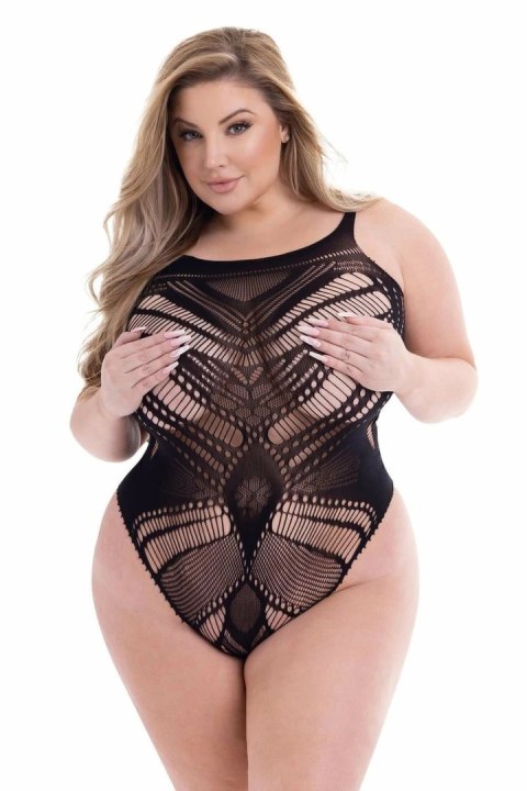 BACI Jacquard Bodysuit Black QS - koronkowy body z siateczką
