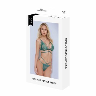 BACI LINGERIE Twilight Petals Teddy zielony S/M koronka kwiatowa