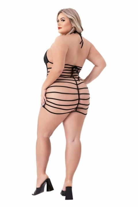 Baci Strappy Wetlook Mini Dress Black - sukienka z paskami, czarna, S/M