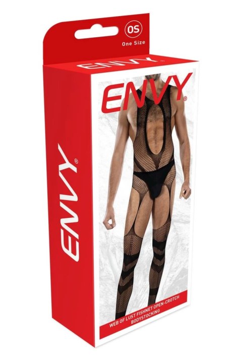 ENVY WEB OF LUST siateczkowy bodystocking z otwartą częścią intymną OS