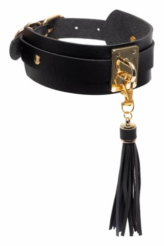 KINKY DIVA Teasing Tassel Collar czarno-złoty, regulowany 43,5 cm