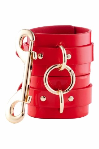 Kinky Diva High Gloss kajdanki na nadgarstki czerwone, wegańska skora