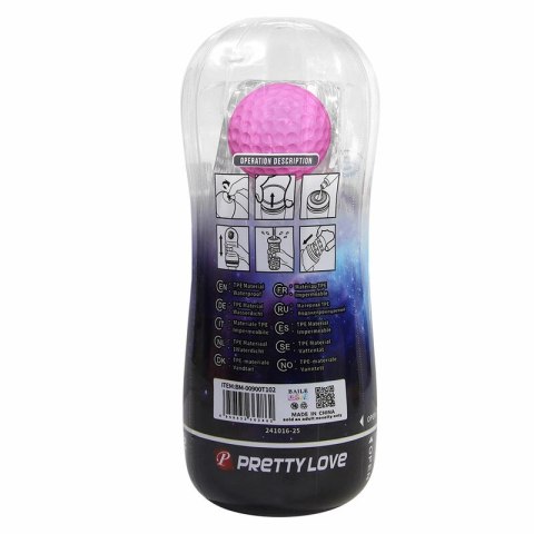 Pretty Love 360 Transparent - Teksturowany kubek intymny TPE, fioletowy