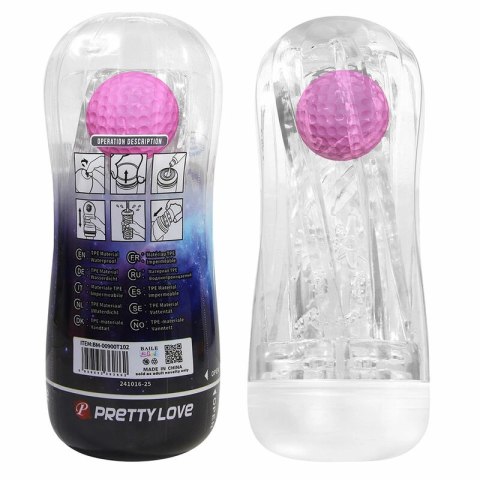 Pretty Love 360 Transparent - Teksturowany kubek intymny TPE, fioletowy