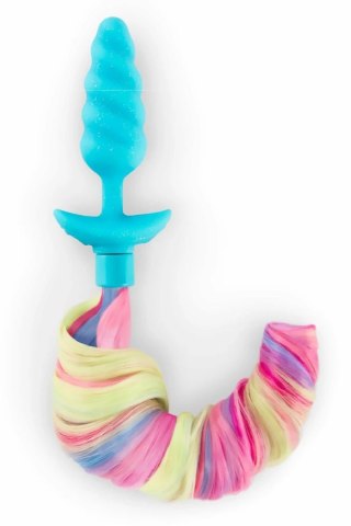 B-Vibe Unicorn Plug z wibrującym systemem i kolorowym ogonem 19"