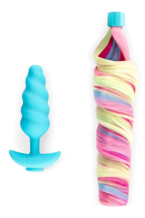 B-Vibe Unicorn Plug z wibrującym systemem i kolorowym ogonem 19"