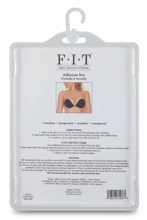 FIT CLOTH Samoprzylepny Biustonosz Silikonowy Czarny Cup C Wielorazowy