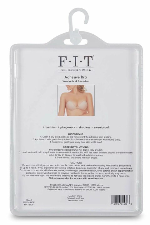 FIT CLOTH Samoprzylepny silikonowy biustonosz Cup C wielokrotnego użytku