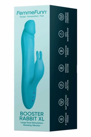 FemmeFunn Booster Rabbit XL Turquoise - wibrator z funkcją Boost, 27,9 cm