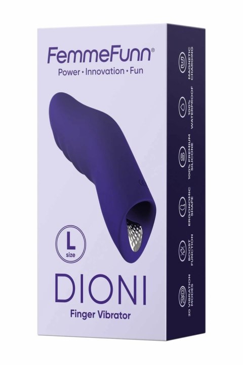 FemmeFunn Dioni Large Dark Purple - ergonomiczny wibrator na palec 20 trybow