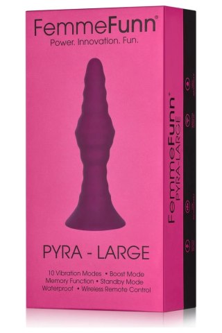 FemmeFunn Pyra Large Dark Fuchsia - wibrująca zatyczka z pilotem, silikon