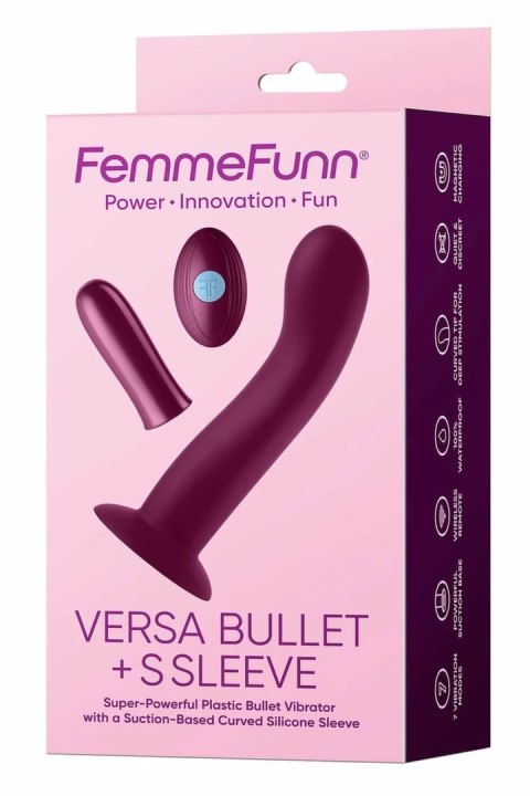 FemmeFunn Versa Bullet z nakładką S, fuksja, pilot, wodoodporny