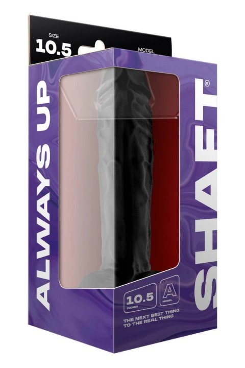 SHAFT Model A 10.5" Liquid Silicone Czarny - Prosta Forma, Przyssawka