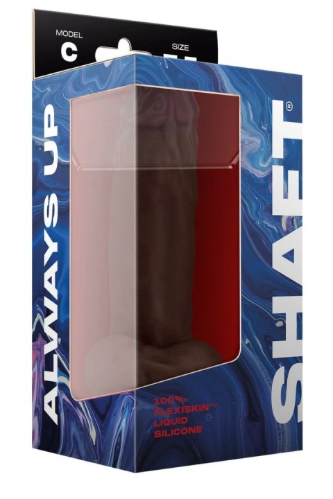 SHAFT Model C 19 cm Liquid Silicone - anatomiczny, mahoniowy, przyssawka