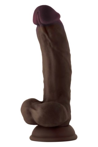 SHAFT Model C 19 cm Liquid Silicone - anatomiczny, mahoniowy, przyssawka