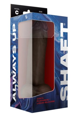 SHAFT Model C 24,1 cm Liquid Silicone - anatomiczny, mahoniowy, przyssawka