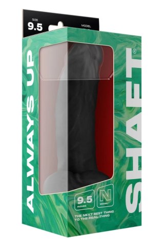SHAFT Model N 9.5" Liquid Silicone Czarny - anatomiczny, przyssawka, 24,1 cm