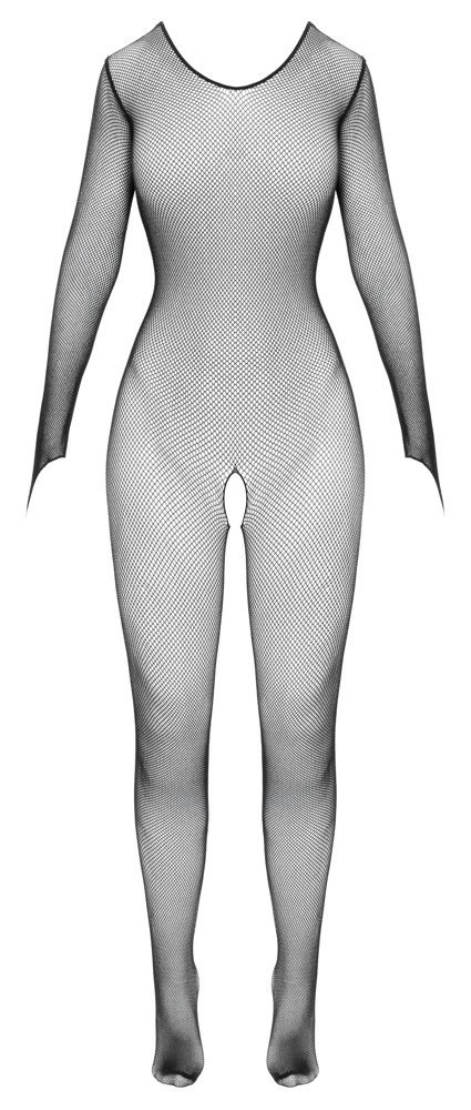 Cottelli Fantasy Catsuit S-L czarny, bezszwowy, siateczkowy, otwarty