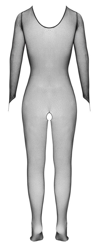 Cottelli Fantasy Catsuit S-L czarny, bezszwowy, siateczkowy, otwarty