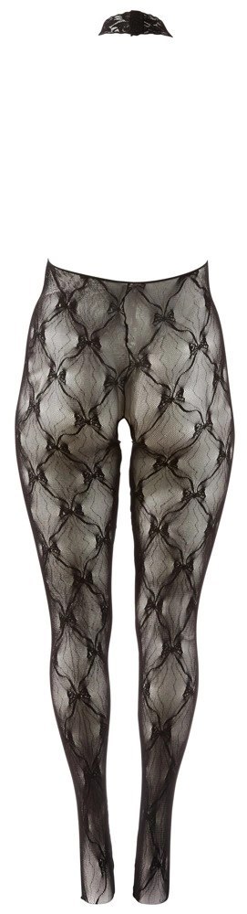 Cottelli Fantasy Catsuit open XL/2XL czarny koronkowy halterneck