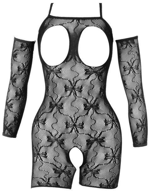 Cottelli Open Catsuit Fantasy S/M czarny z koronką i rękawami