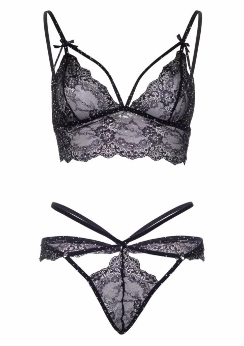Dreamgirl Strappy Bralette and String koronkowy komplet z cyrkoniami S