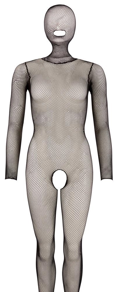 Fantasy Catsuit Mask S-L czarny siateczkowy kombinezon z maską