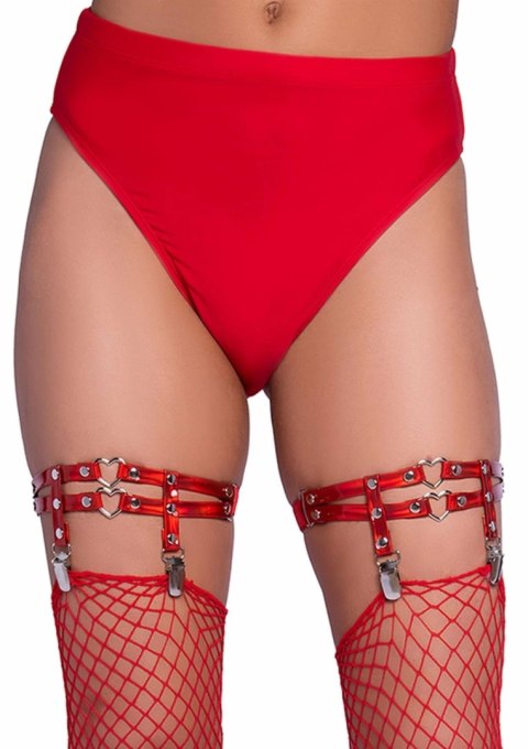 Leg Avenue Studded Thigh High Garter czerwone z serduszkami, uniwersalne