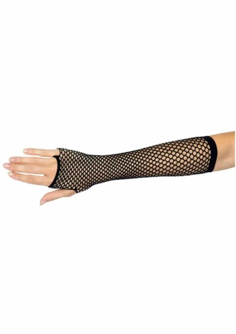 Leg Avenue Triangle Net Fingerless Gloves czarne długie siateczkowe